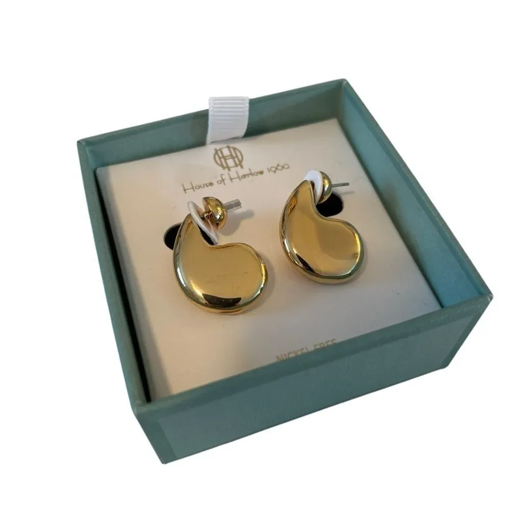 House of Harlow 1960 Stylish & Sophisticated Gold Tone Earrings.